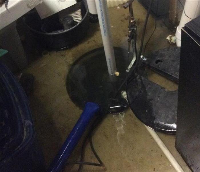 photo of sump pump covered in water